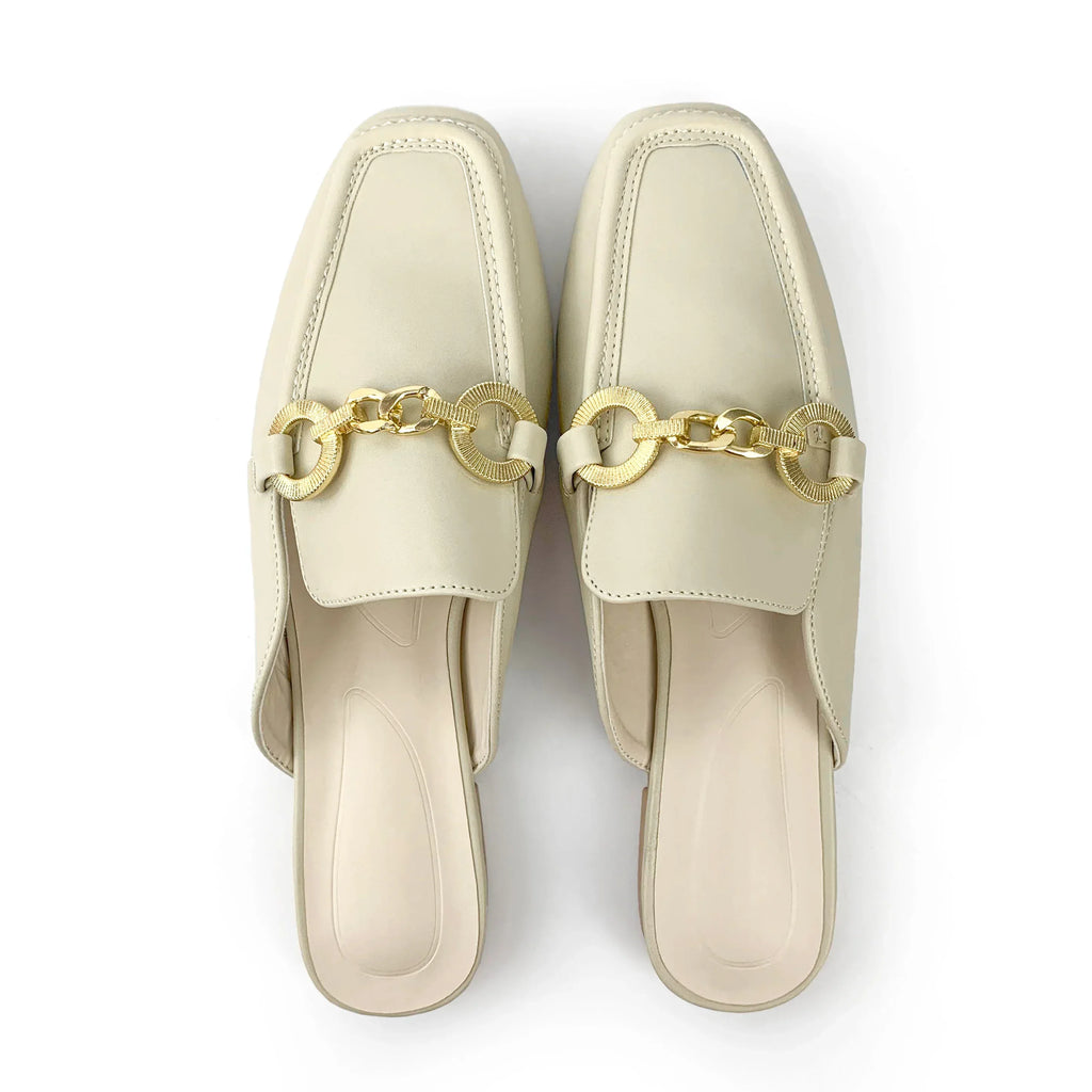 Womens Pearl Accent Square Toe Flats