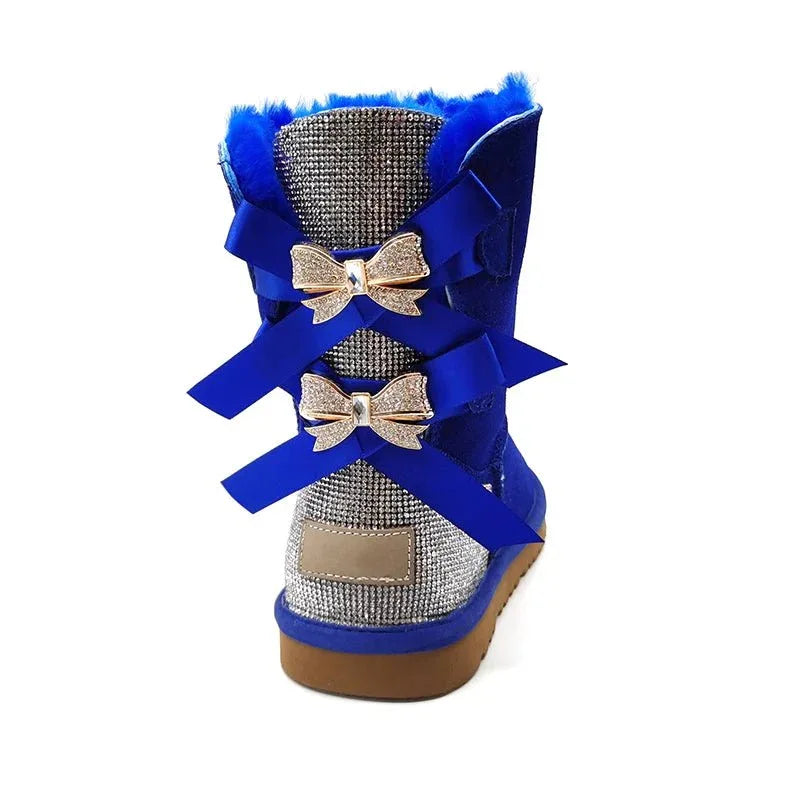 Womens Sparkle Bow Winter Boots