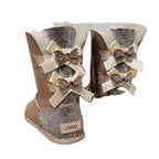 Womens Sparkle Bow Winter Boots