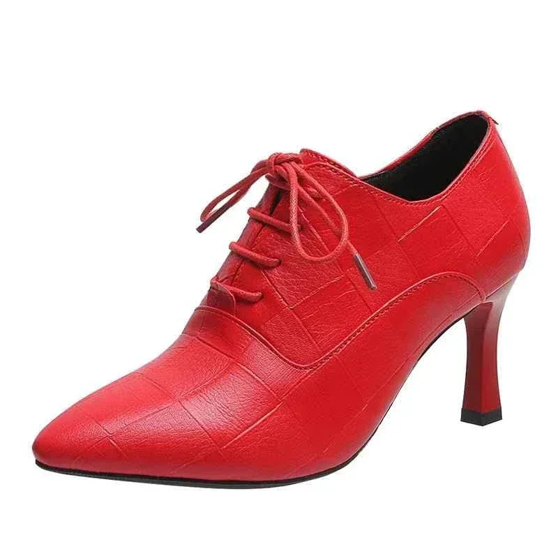 Womens Pointed Toe Patent Leather Mid Heel Office Shoes