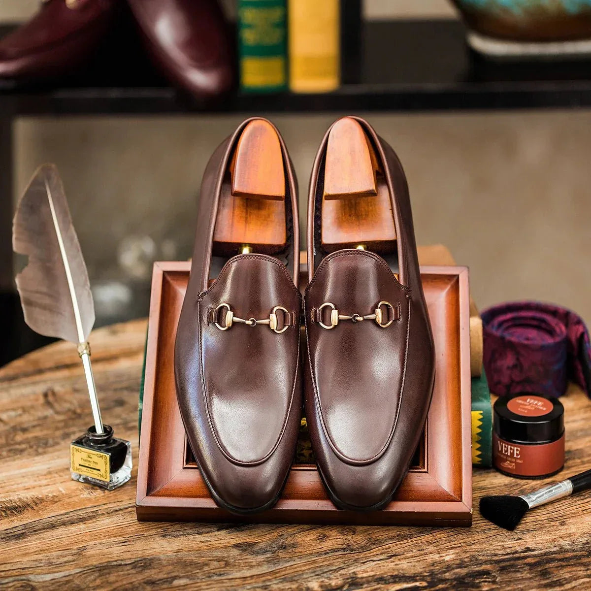 Mens Genuine Leather Dress Loafers