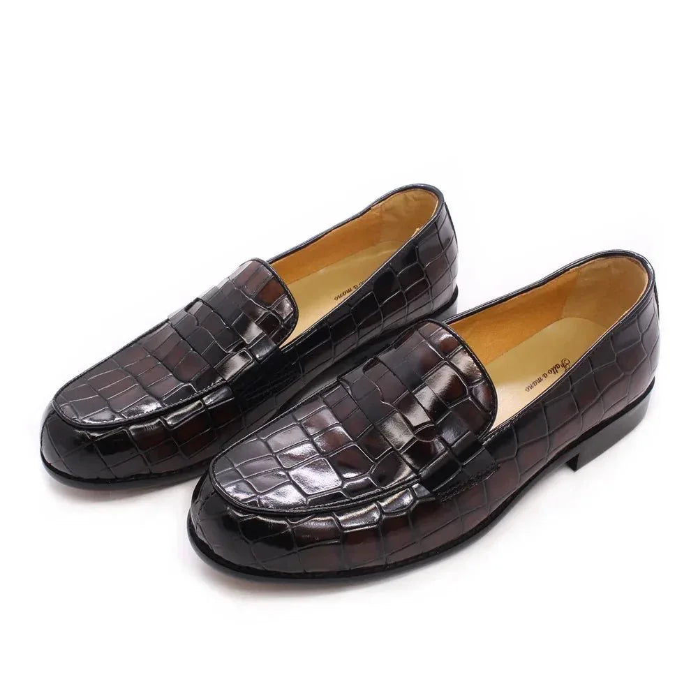 Mens Plaid Pattern Leather Loafers