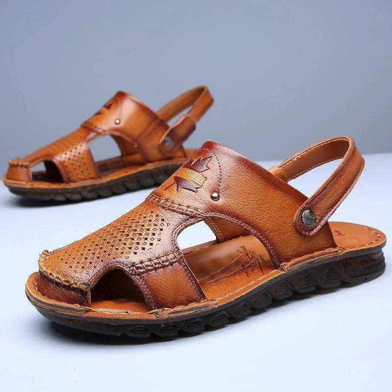 Mens Leather Open Toe Sandals