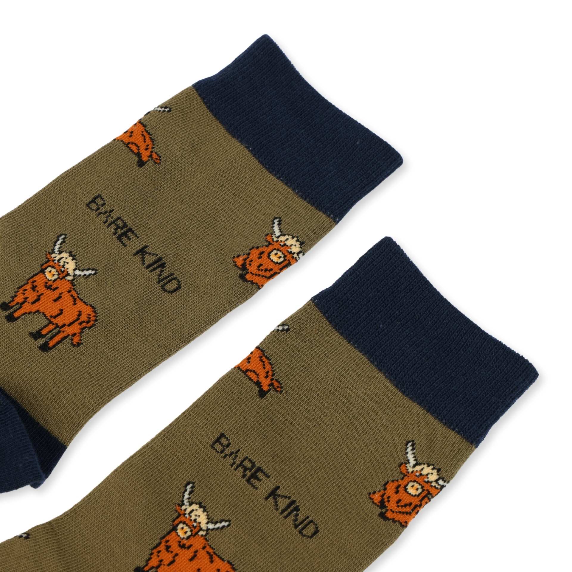 Bare Kind Save the Green Highland Cow Bamboo Socks
