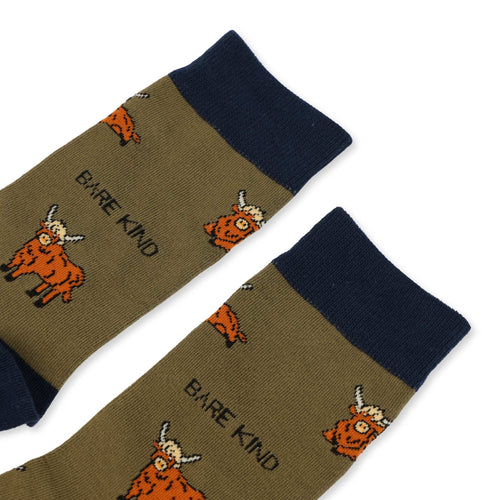 Bare Kind Save the Green Highland Cow Bamboo Socks
