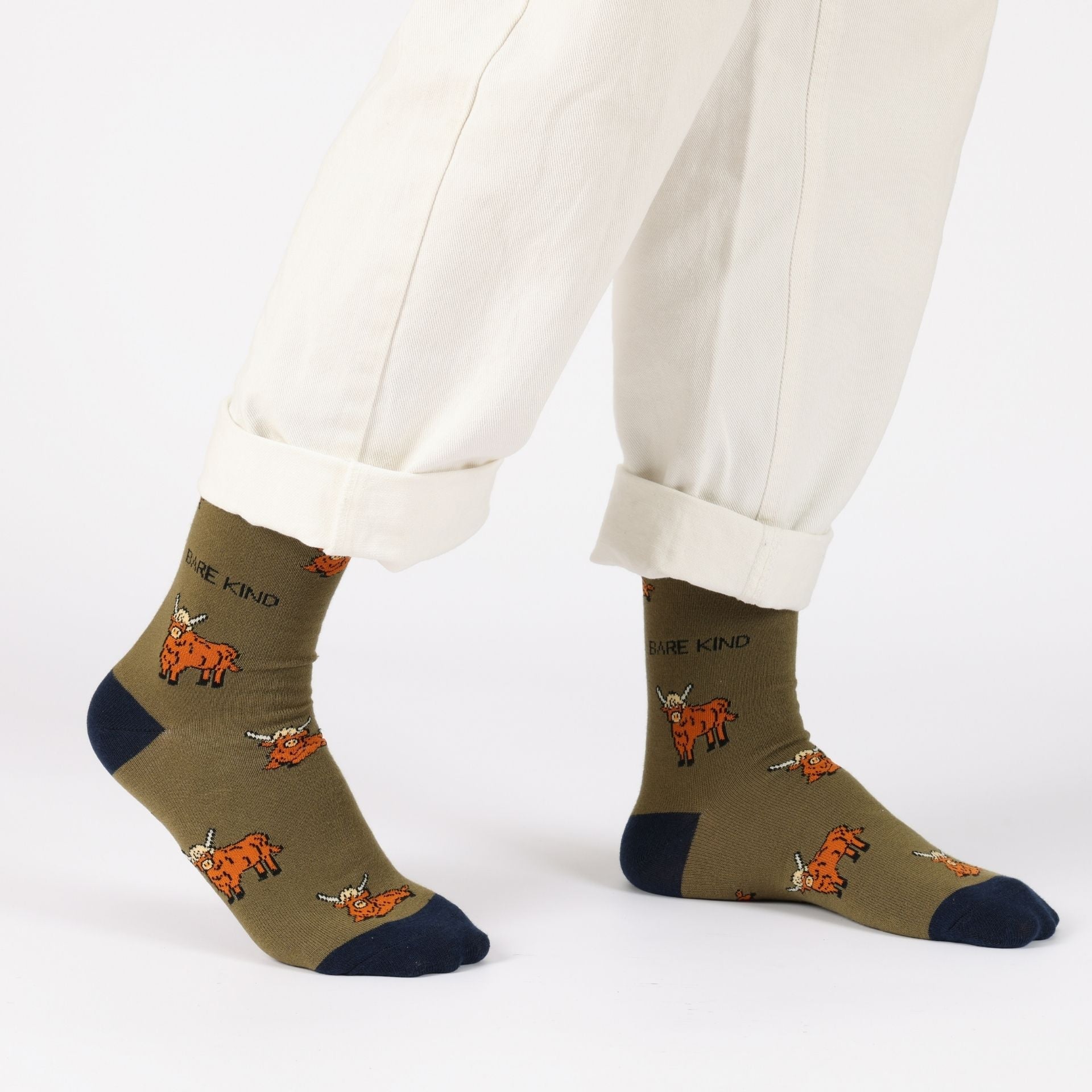 Bare Kind Save the Green Highland Cow Bamboo Socks