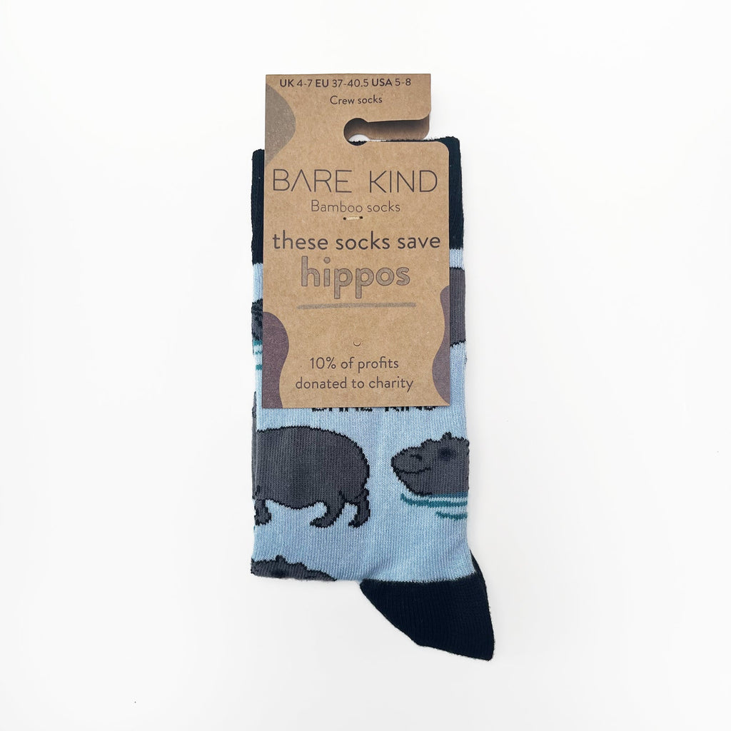 Bare Kind Save the Hippos Bamboo Socks