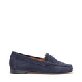 Hugs & Co Womens Penny Loafers Leather Sole Navy Blue Suede