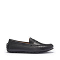 Hugs & Co Mens Tyre Sole Penny Driving Loafers Black Leather