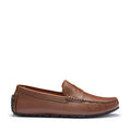 Hugs & Co Mens Tyre Sole Penny Driving Loafers Brown Leather