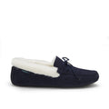 Hugs & Co Mens Slippers Sheepskin Navy Blue Suede