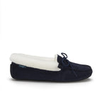 Hugs & Co Womens Slippers Sheepskin Navy Blue Suede