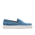 Hugs & Co Mens Slip-on Sneaker Loafers Petrol Blue Suede
