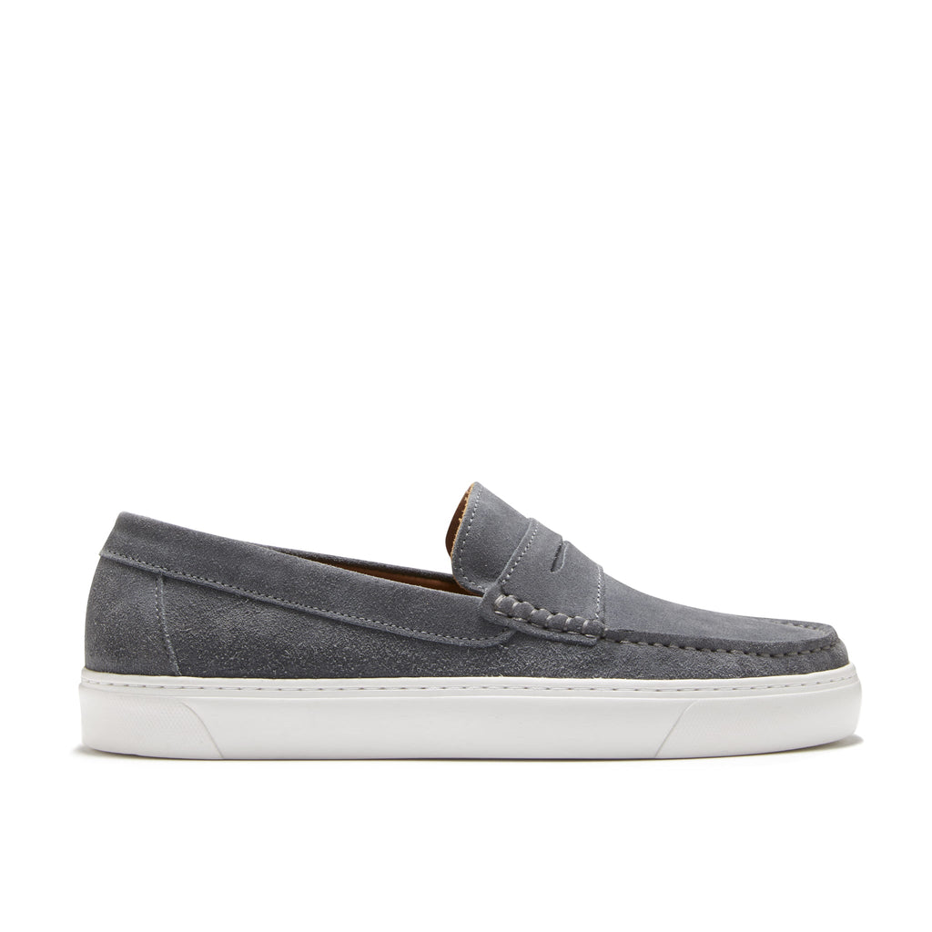 Hugs & Co Mens Slip-on Sneaker Loafers Slate Grey Suede