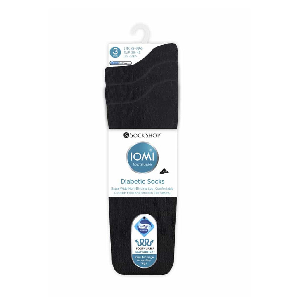 IOMI 3 Pack Extra Wide Cotton Diabetic Socks for Swollen Legs