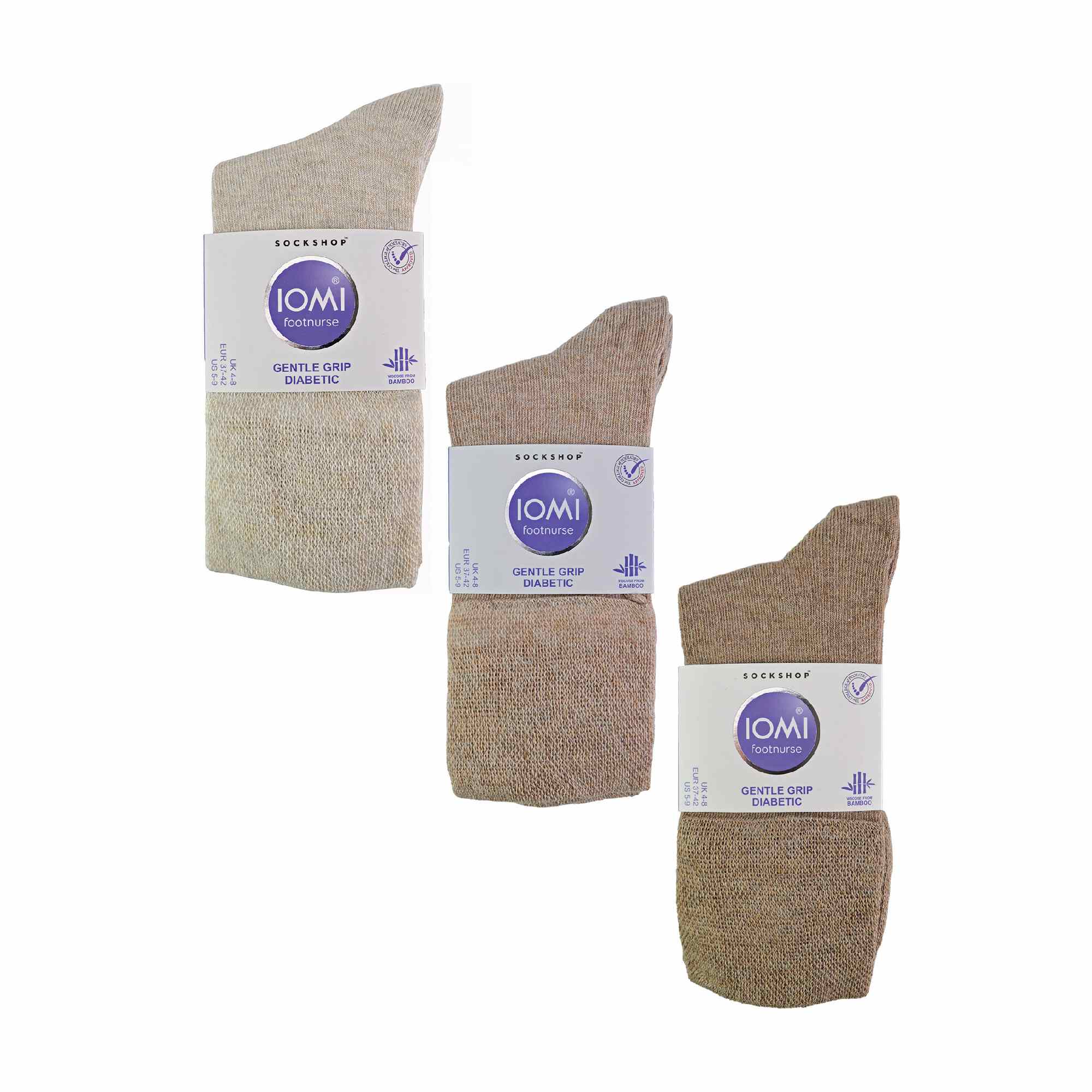 Gentle Grip 6 Pack Womens Non Elastic Bamboo Diabetic Socks