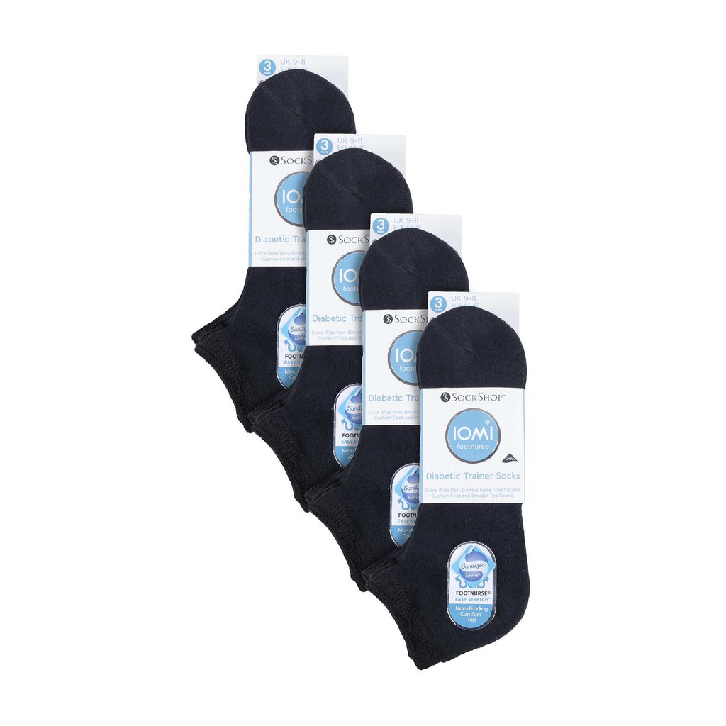 IOMI 12 Pair Unisex Low-Cut Diabetic Trainer Socks: Ideal for Swollen Feet and Ankle