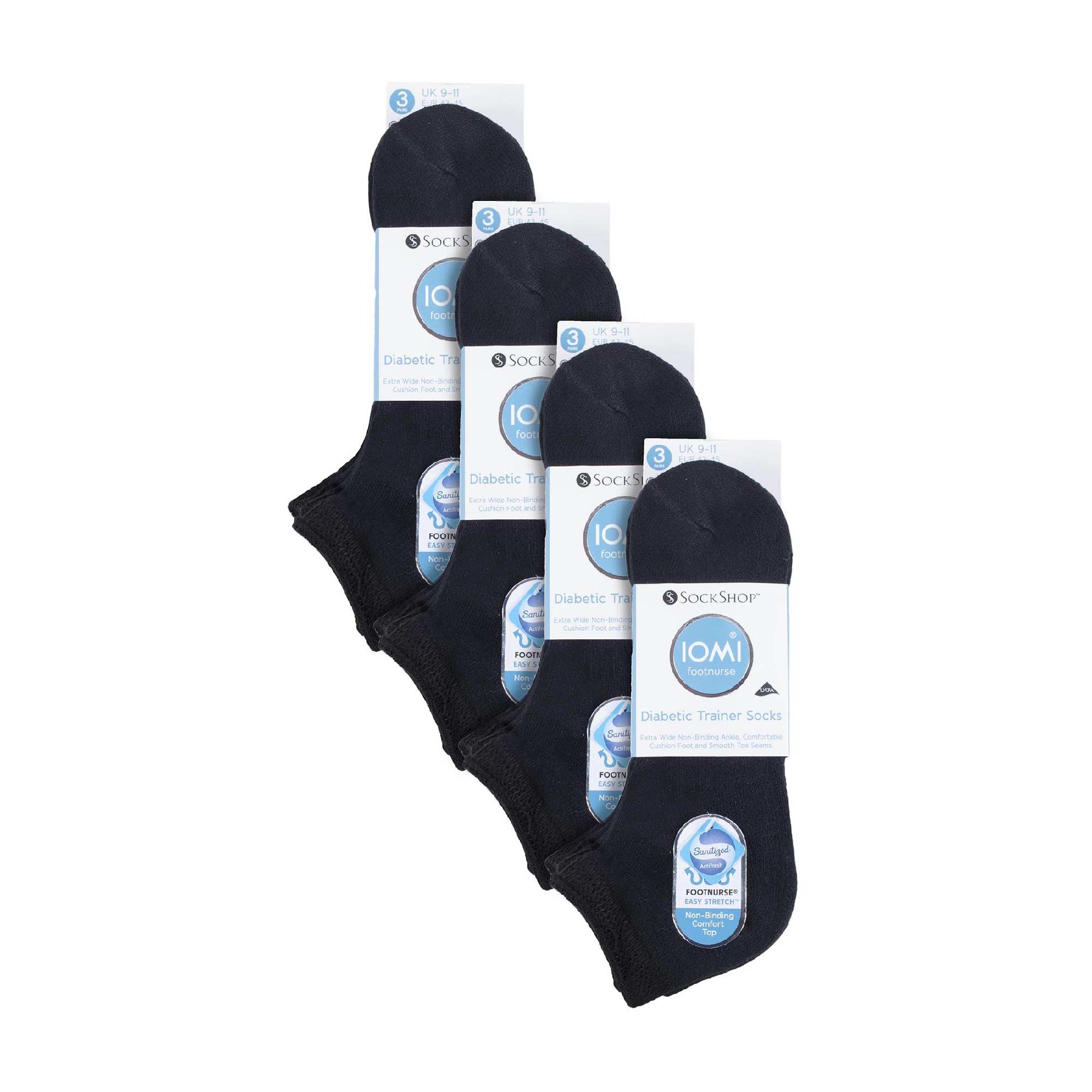 IOMI 12 Pair Unisex Low-Cut Diabetic Trainer Socks: Ideal for Swollen Feet and Ankle