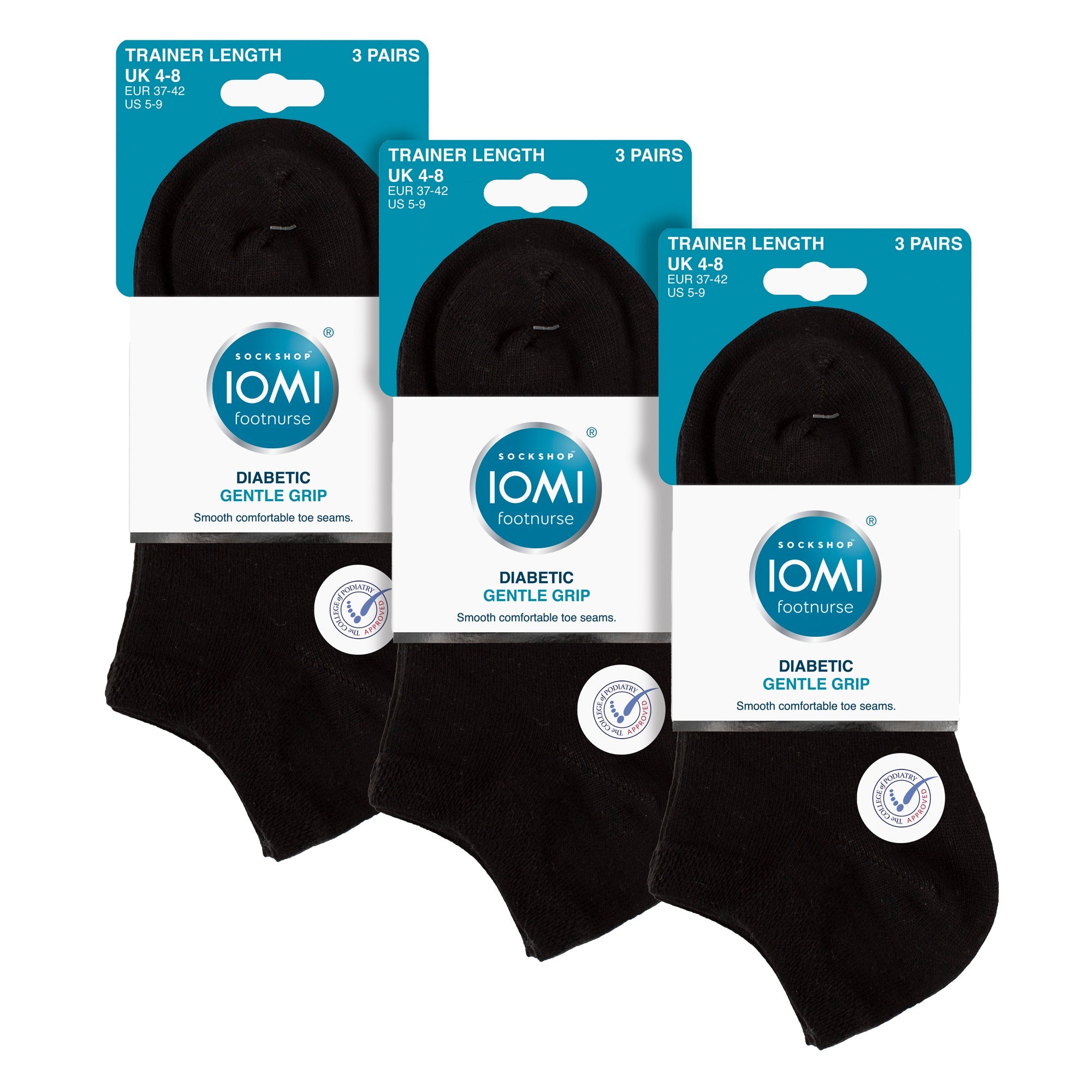 IOMI 9 Pack Womens Diabetic Trainer Socks