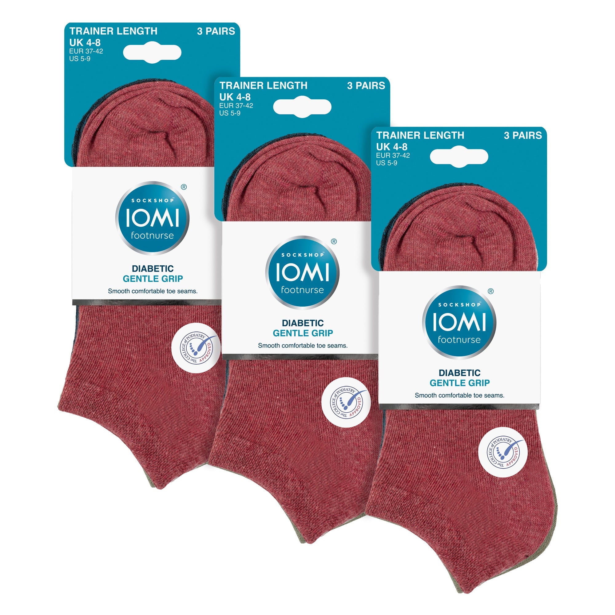 IOMI 9 Pack Womens Diabetic Trainer Socks