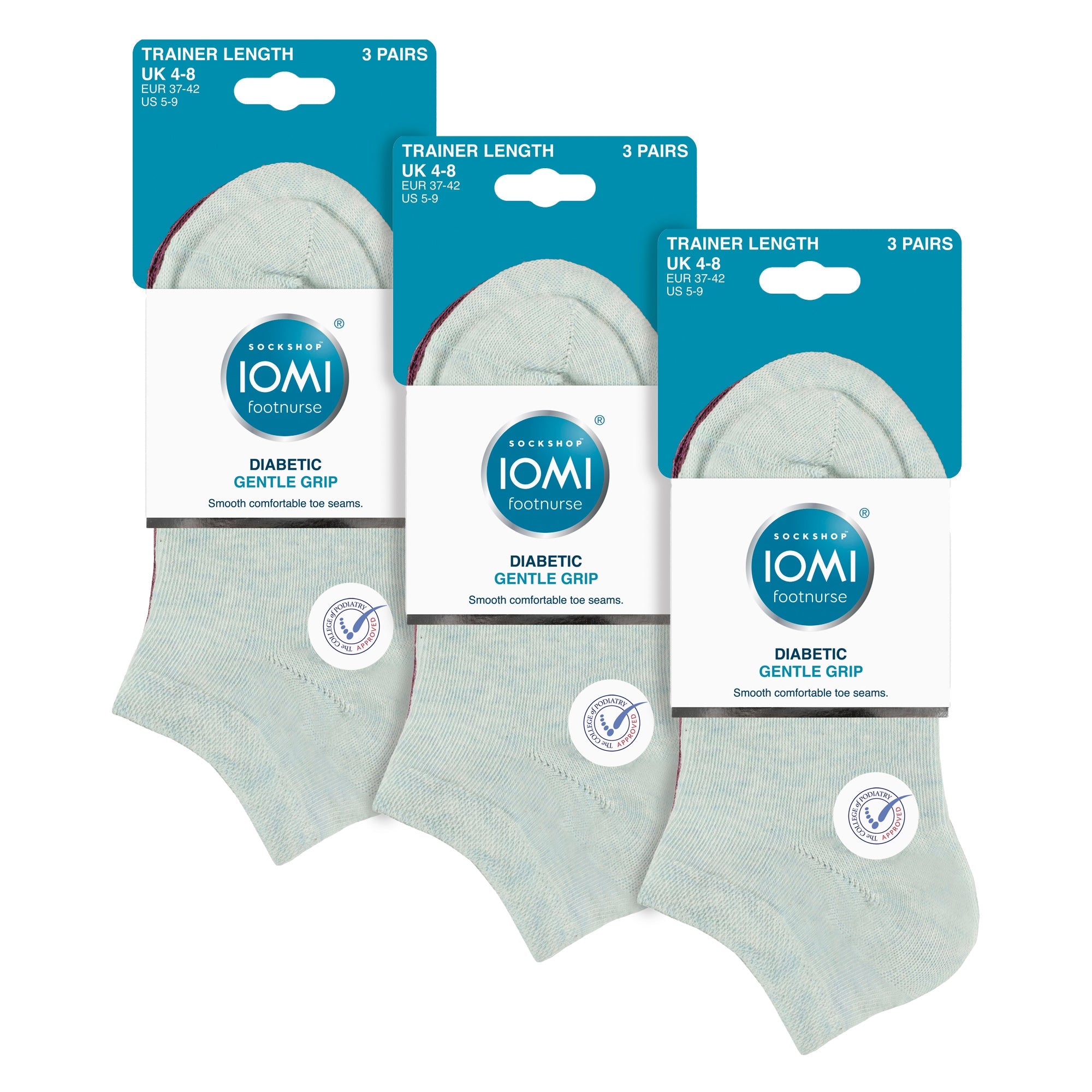 IOMI 9 Pack Womens Diabetic Trainer Socks