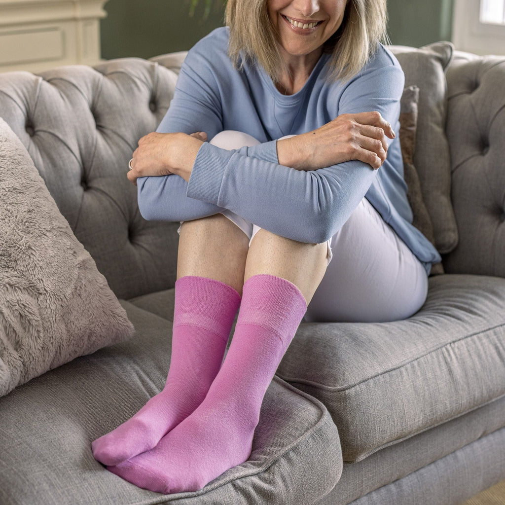 Sock Snob 6 Pack Womens Non Elastic Cotton Diabetic Socks with Seamless Toe