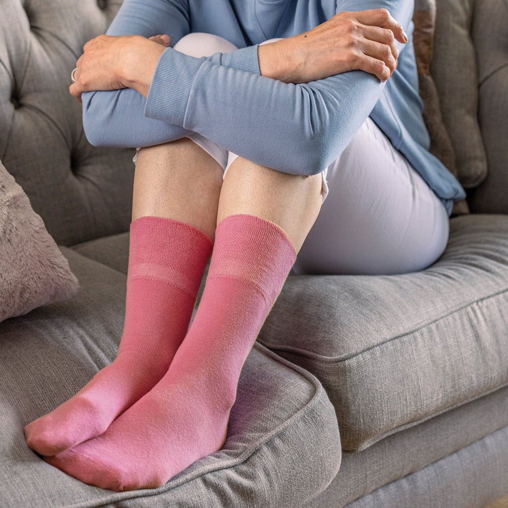 Sock Snob 6 Pack Womens Non Elastic Cotton Diabetic Socks with Seamless Toe
