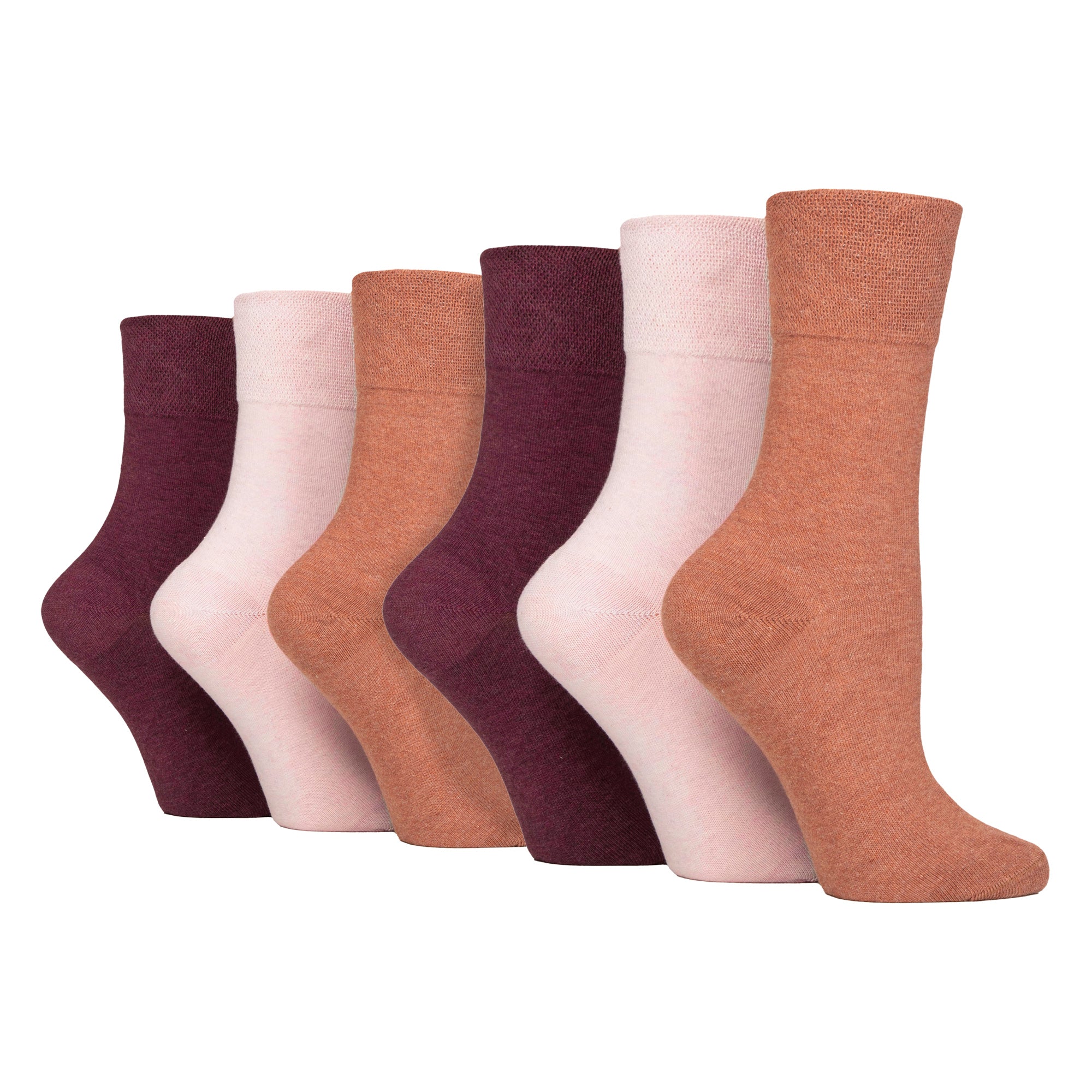 Sock Snob 6 Pack Womens Non Elastic Cotton Diabetic Socks with Seamless Toe
