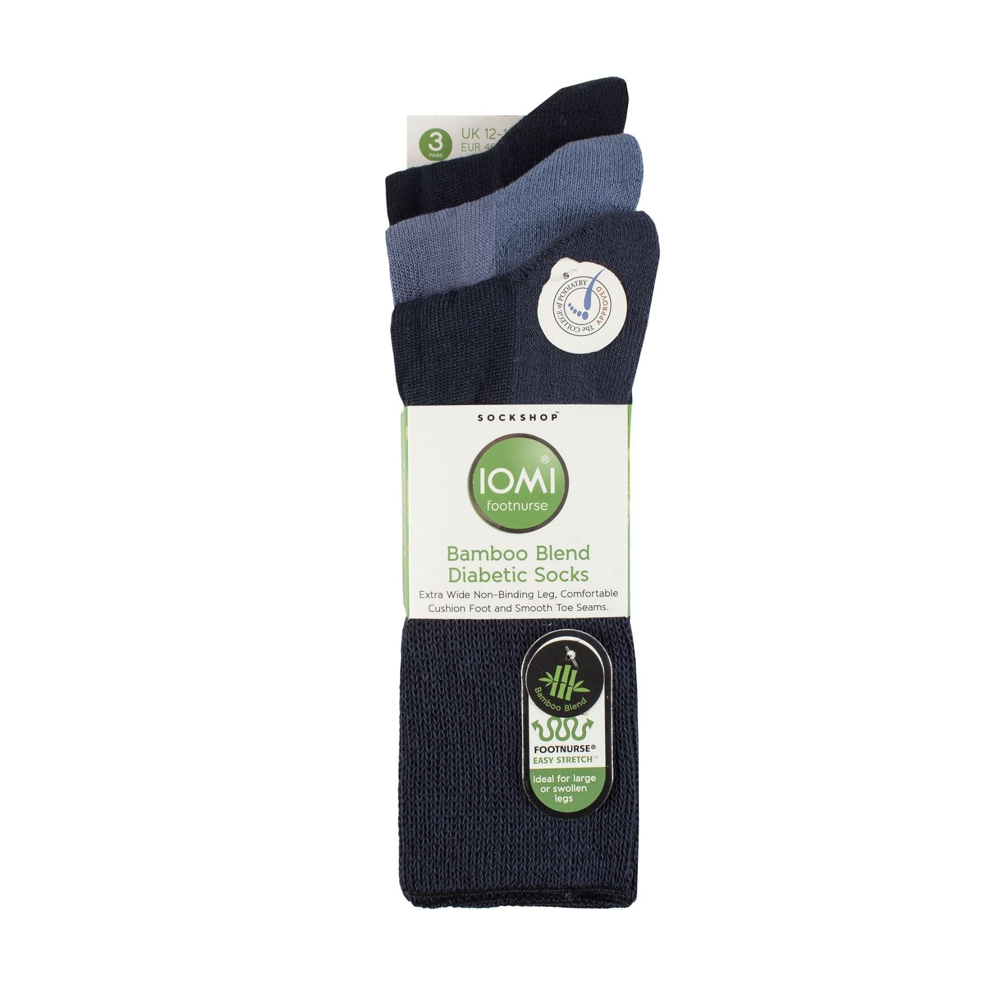 Sock Snob 3 Pack Extra Wide Bamboo Diabetic Socks for Swollen Legs