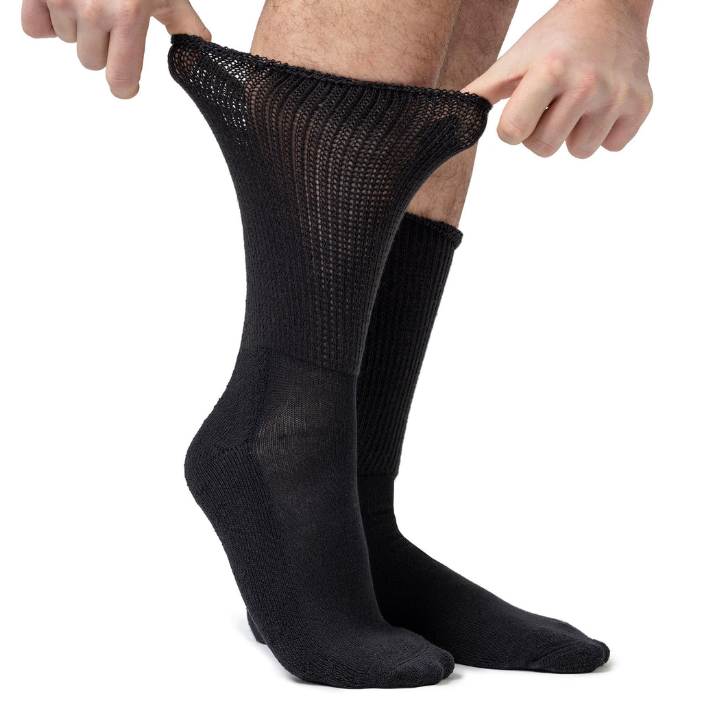 IOMI 3 Pack Extra Wide Cotton Diabetic Socks for Swollen Legs