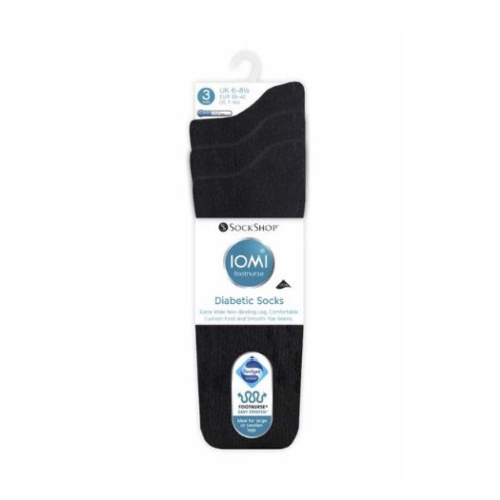 IOMI 3 Pack Extra Wide Cotton Diabetic Socks for Swollen Legs