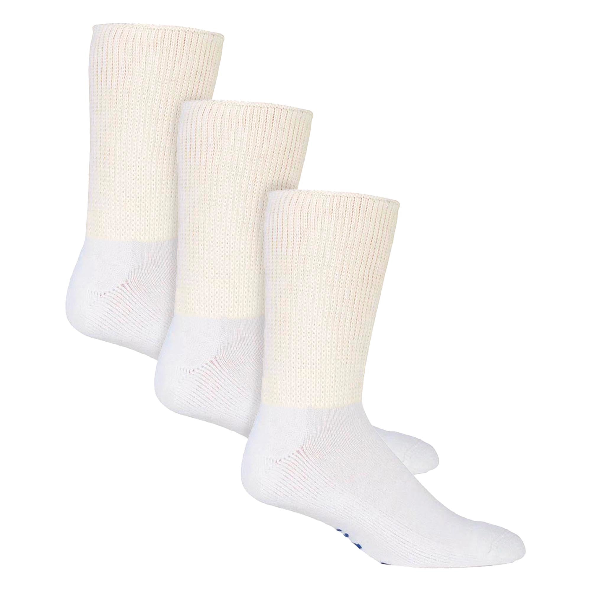 IOMI 3 Pack Extra Wide Cotton Diabetic Socks for Swollen Legs