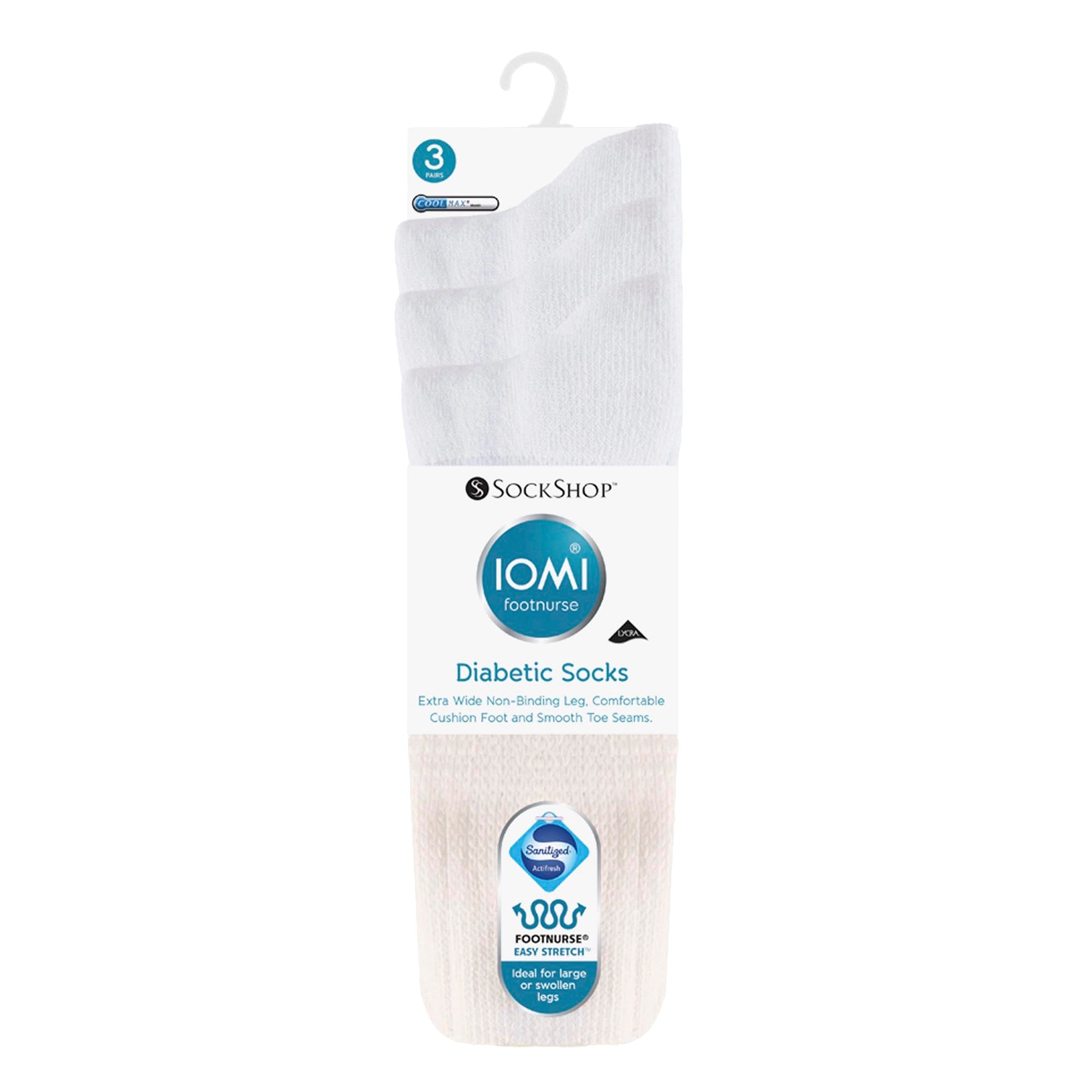 IOMI 3 Pack Extra Wide Cotton Diabetic Socks for Swollen Legs