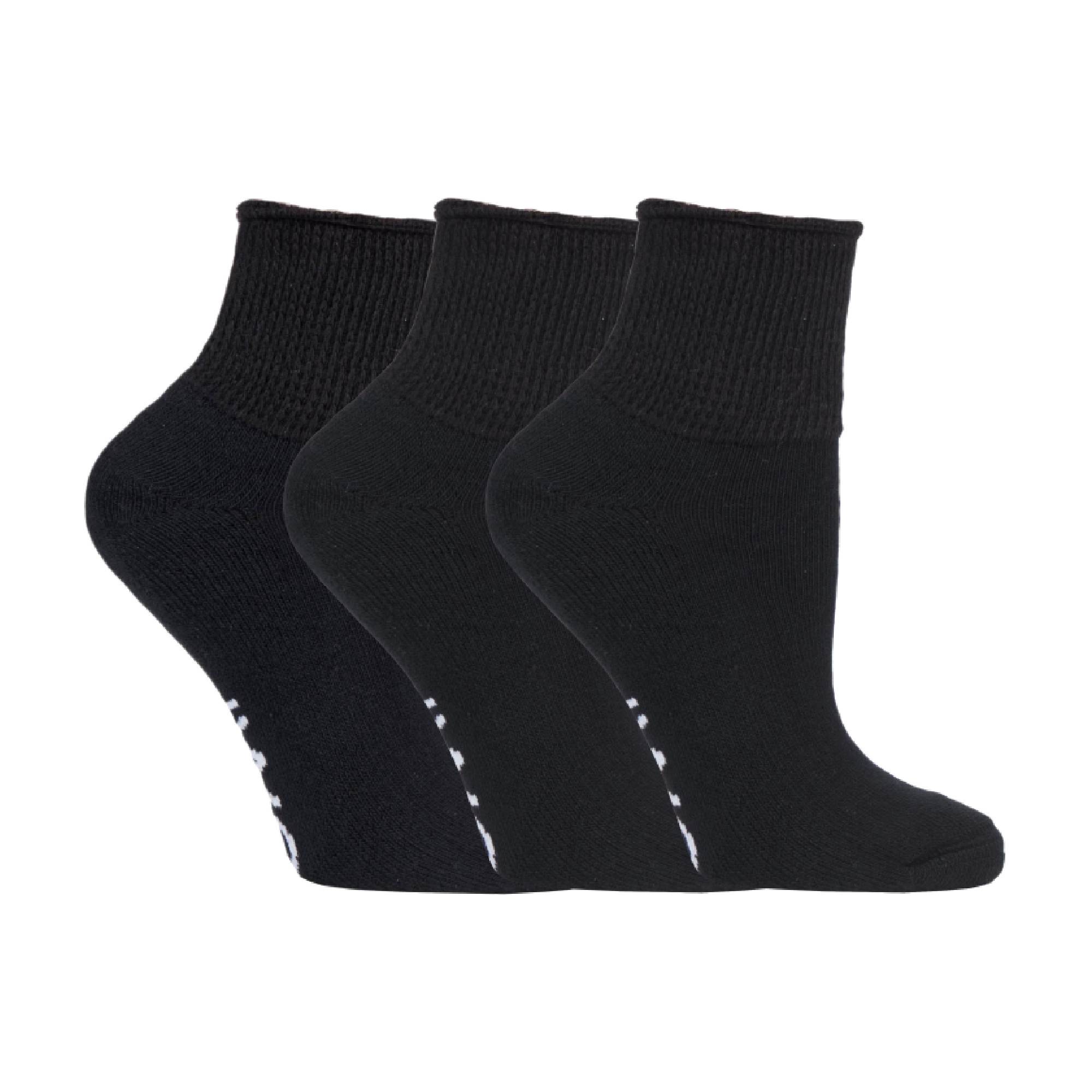 IOMI 3 Pack Extra Wide Cotton Low Cut Ankle Diabetic Socks