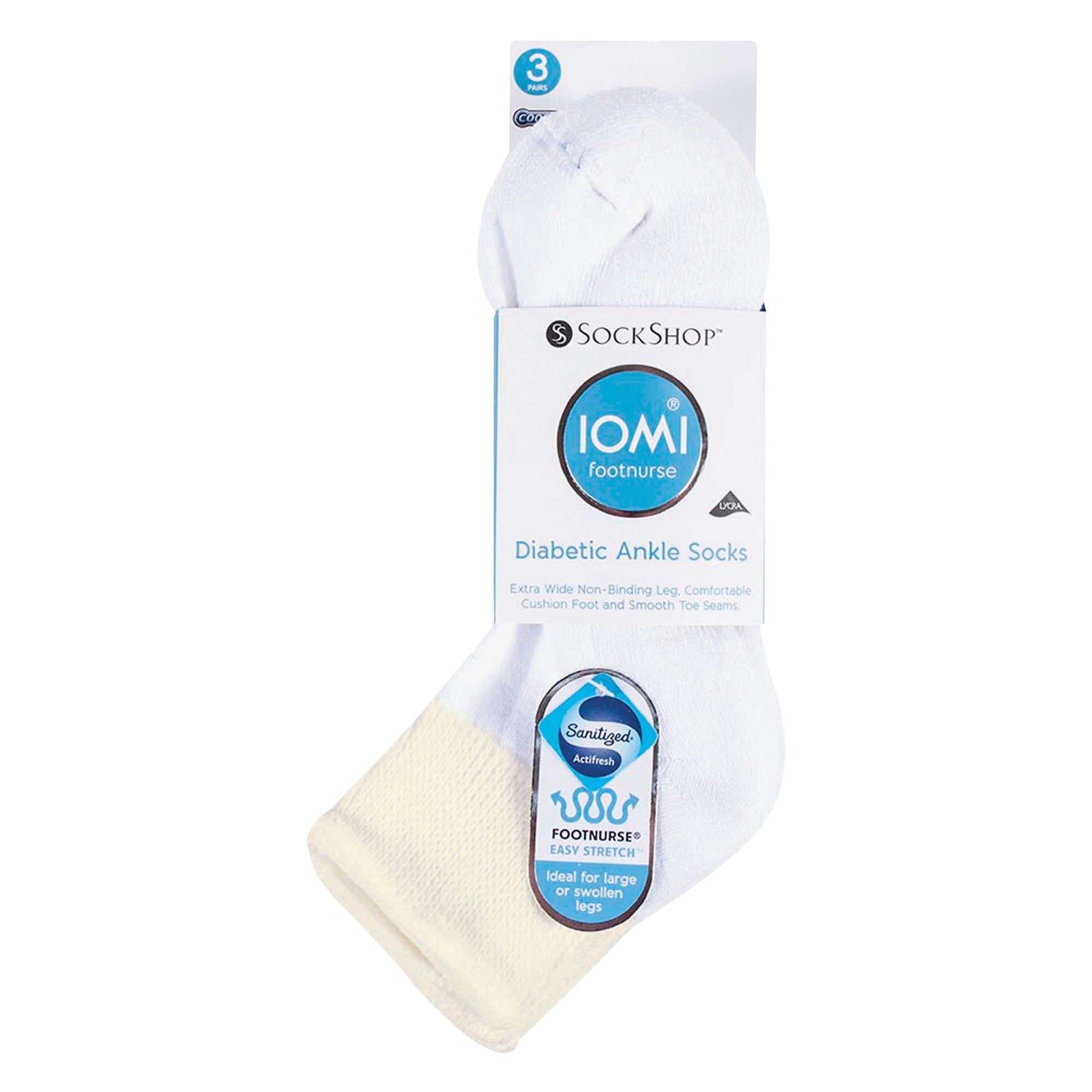 IOMI 3 Pack Extra Wide Cotton Low Cut Ankle Diabetic Socks