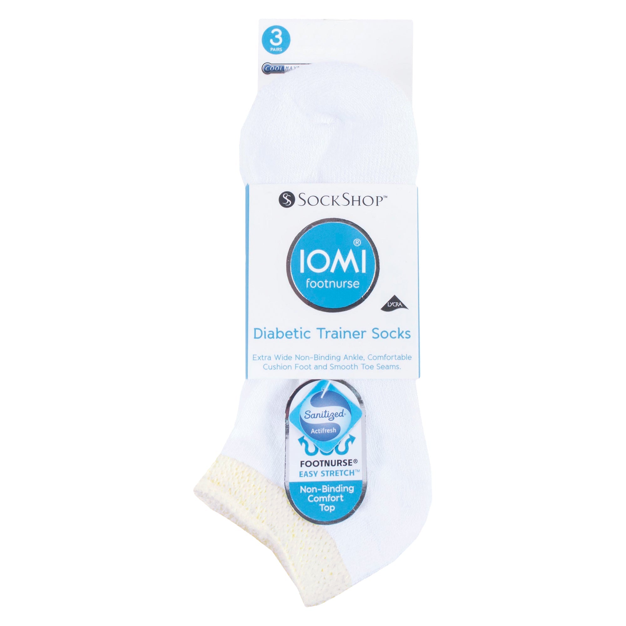 IOMI 3 Pack Cotton Trainer Diabetic Socks for Swollen Feet and Ankles