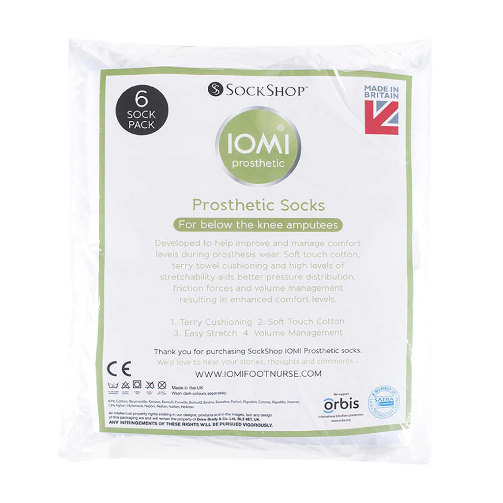 IOMI 6 Pack Prosthetic Socks for Below The Knee Amputees