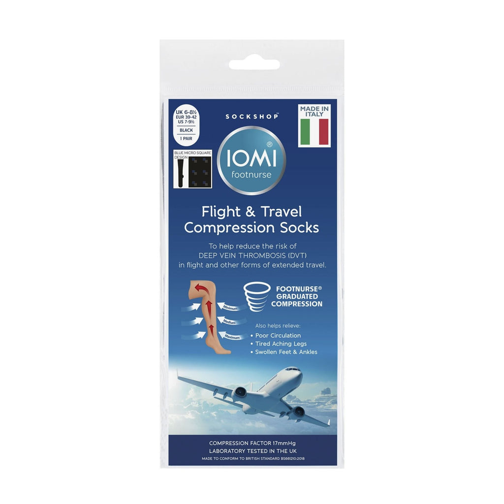 IOMI 1 Pack Mens 18 mmHg Graduated Compression Flight Socks for DVT