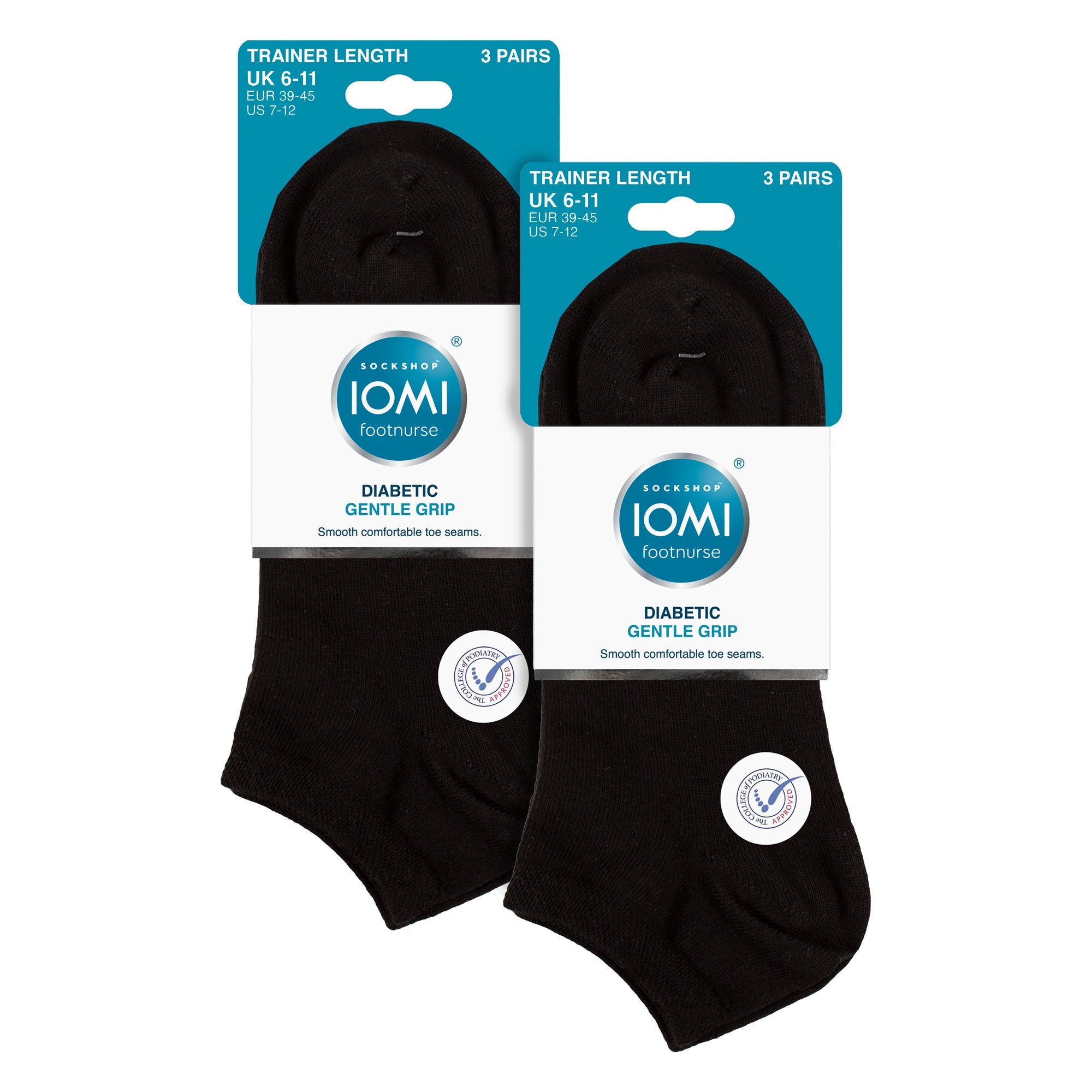 IOMI 6 Pack Mens Diabetic Trainer Socks