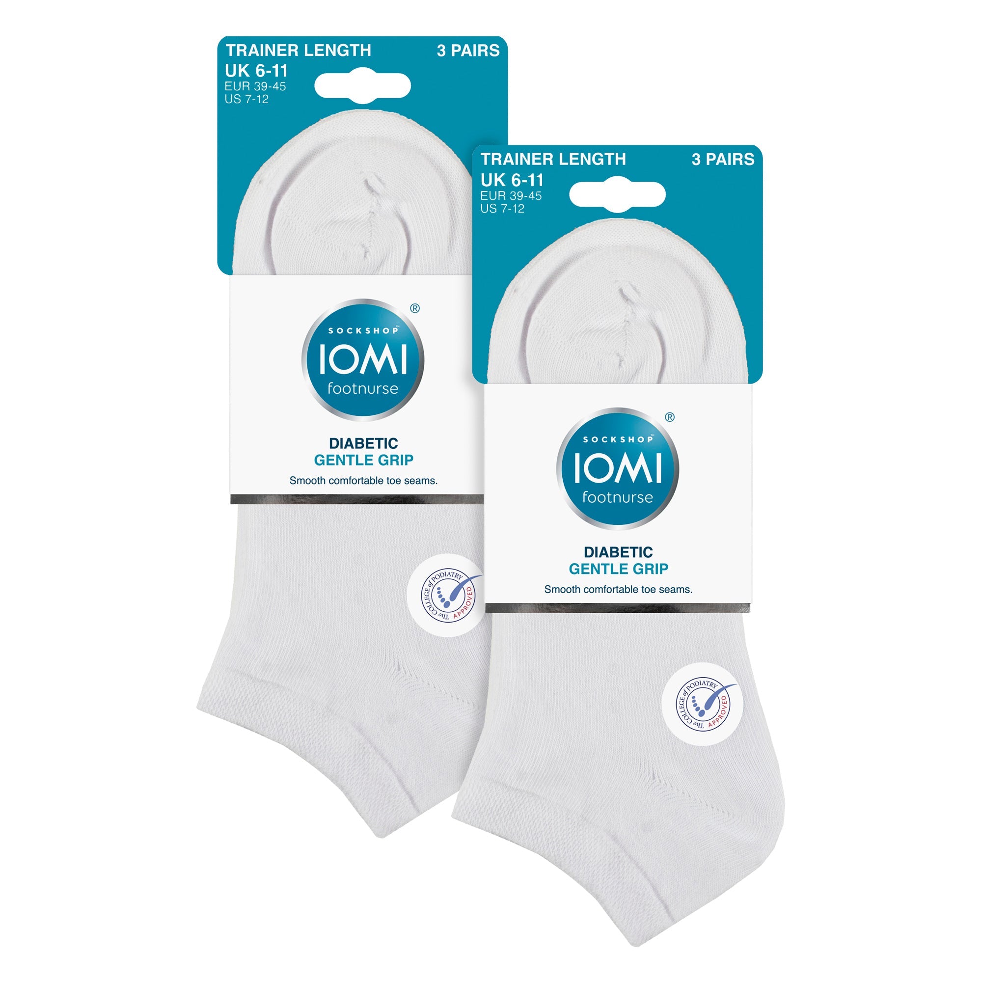 IOMI 6 Pack Mens Diabetic Trainer Socks