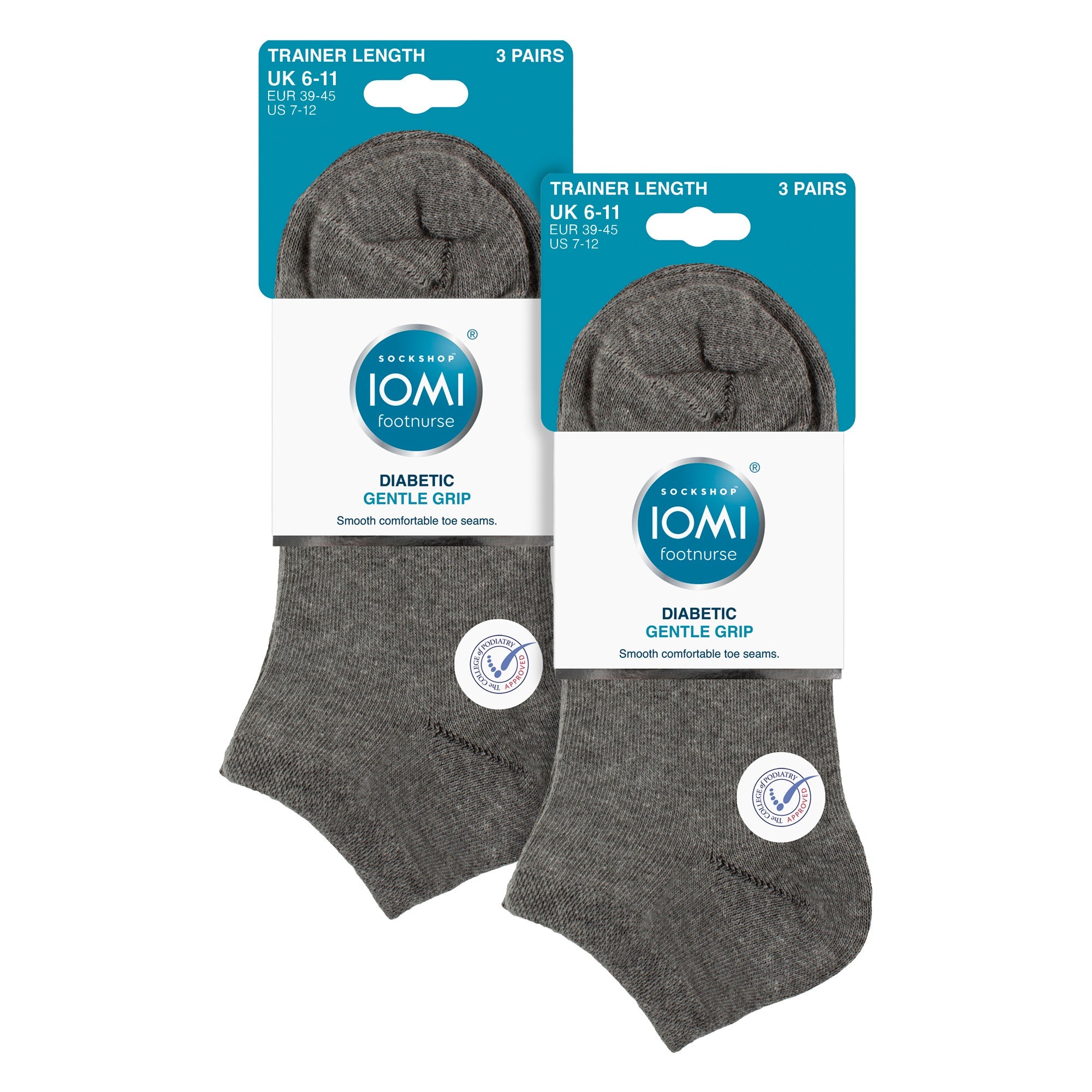 IOMI 6 Pack Mens Diabetic Trainer Socks