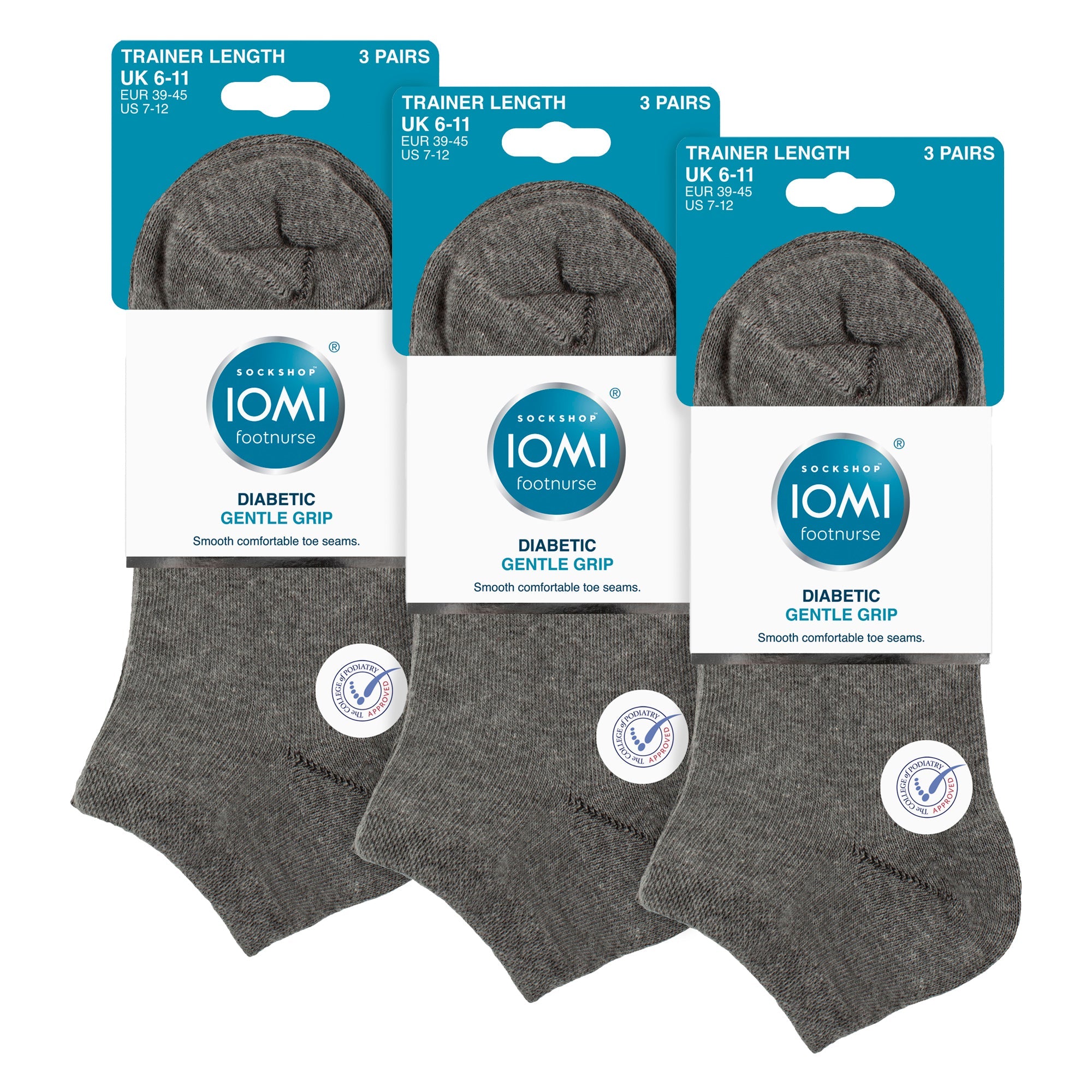IOMI 9 Pack Mens Diabetic Trainer Socks