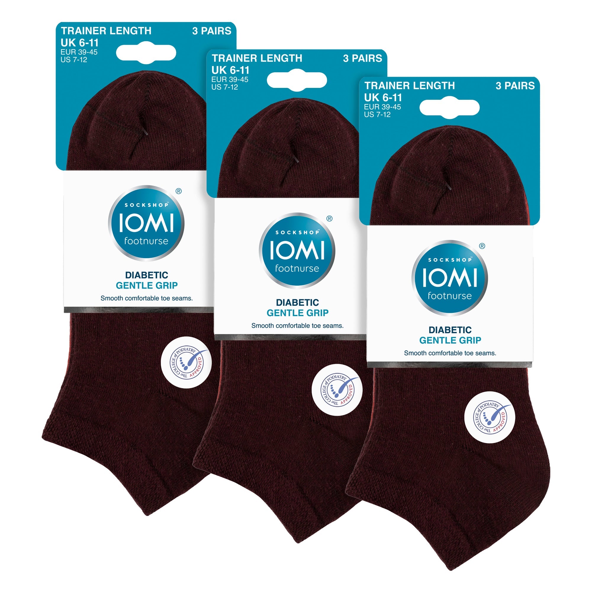 IOMI 9 Pack Mens Diabetic Trainer Socks