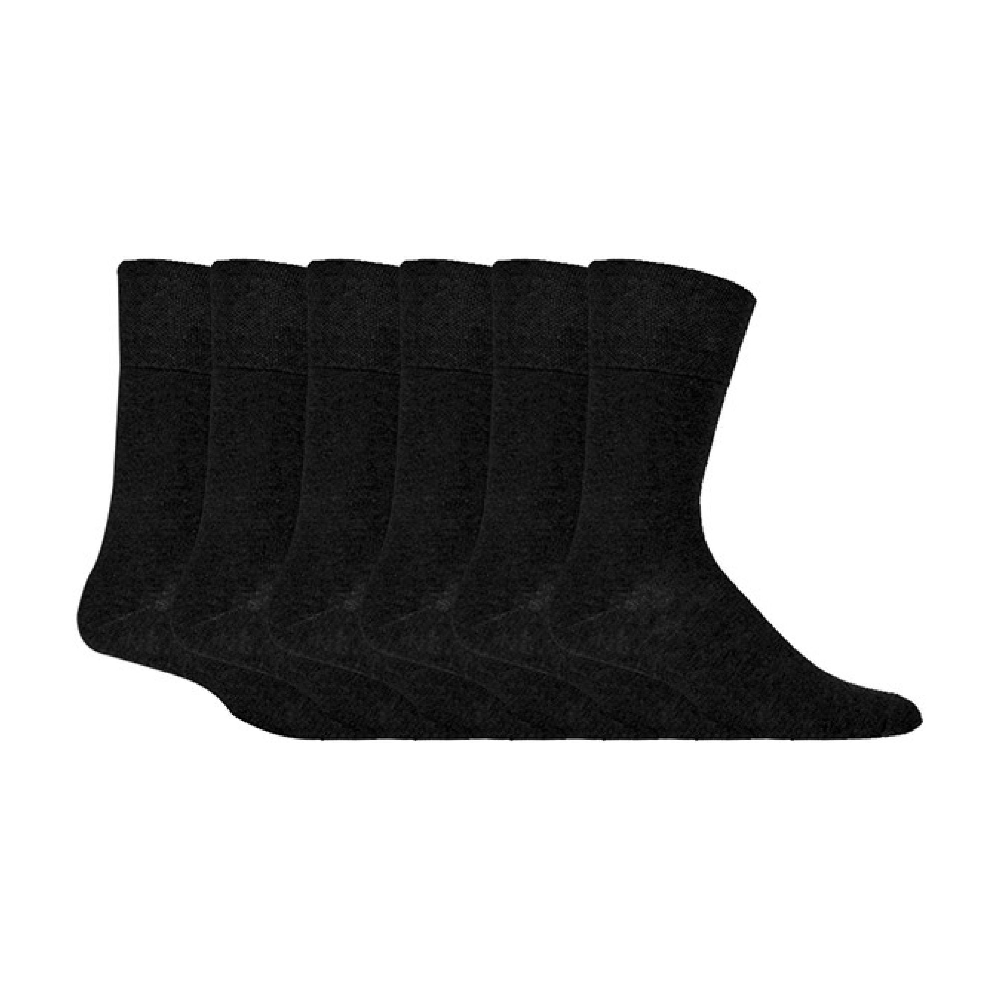 Gentle Grip 6 Pack Mens Elastic Cotton Diabetic Socks with Seamless Toe