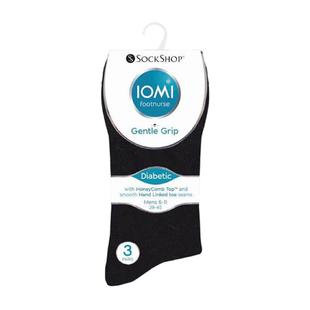 Gentle Grip 6 Pack Mens Elastic Cotton Diabetic Socks with Seamless Toe
