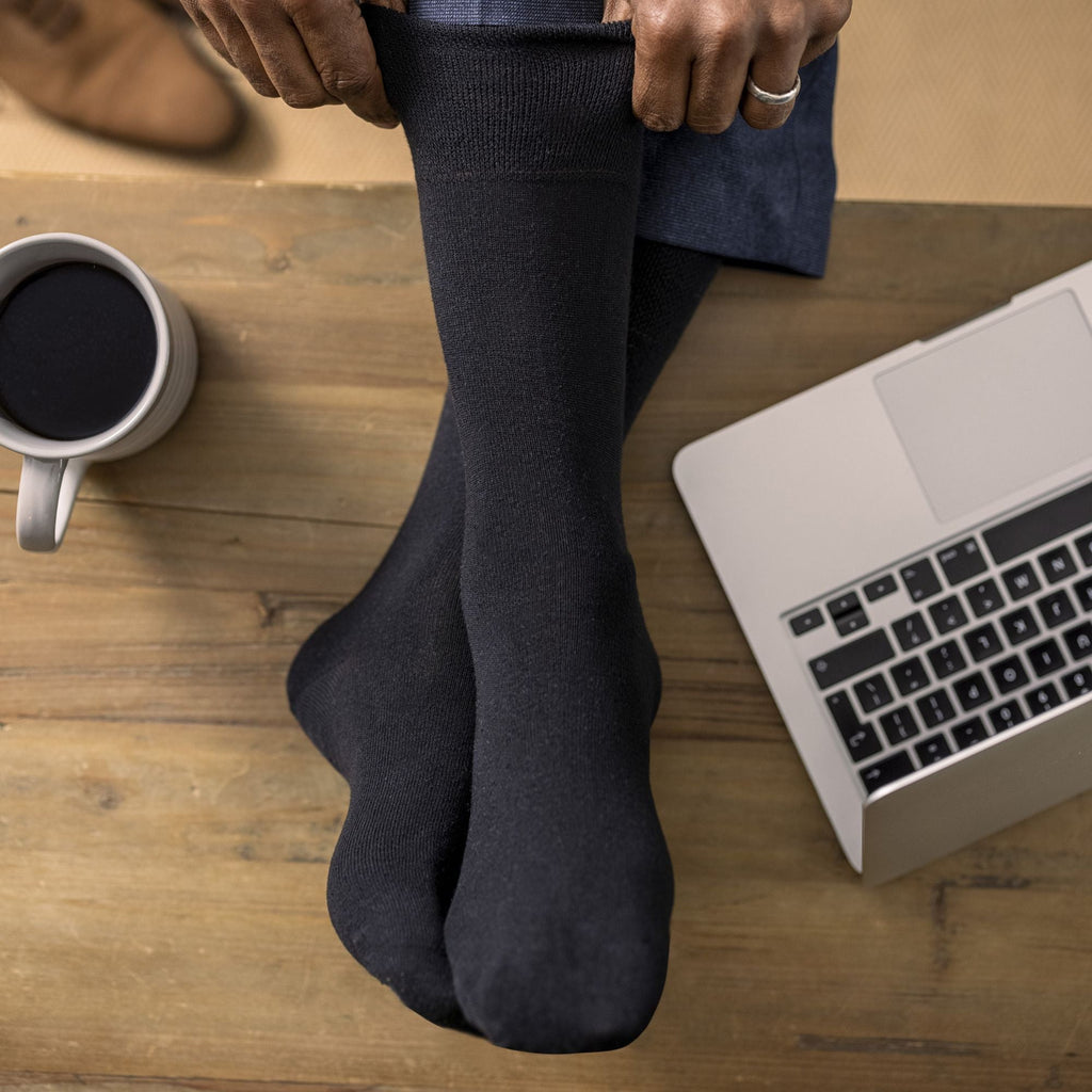 Gentle Grip 6 Pack Mens Elastic Cotton Diabetic Socks with Seamless Toe