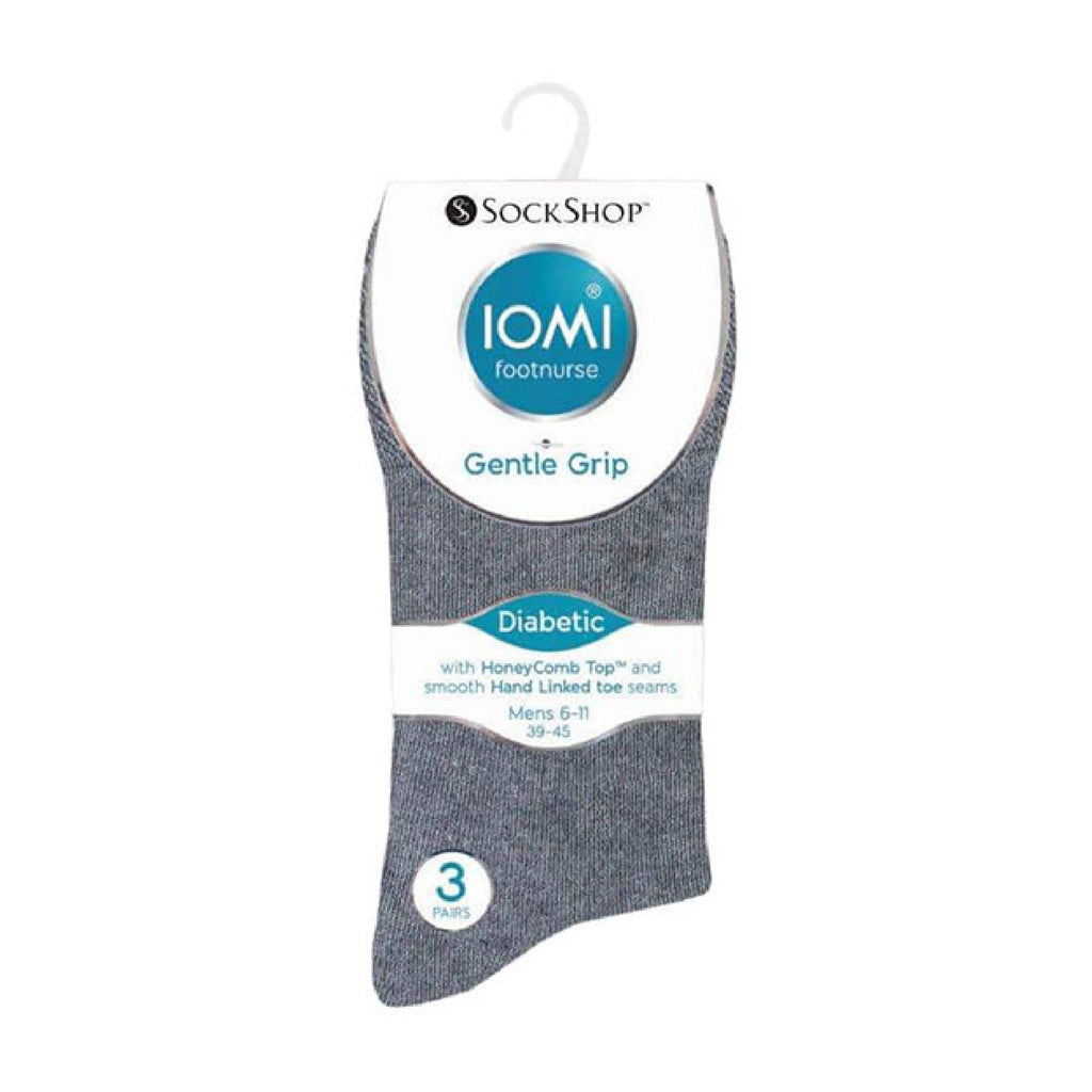 Gentle Grip 6 Pack Mens Elastic Cotton Diabetic Socks with Seamless Toe