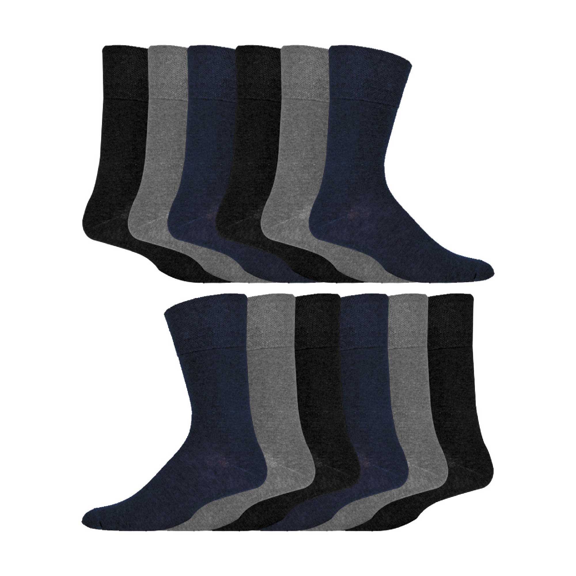 Sock Snob 12 Pairs Mens Gentle Grip Top Diabetic Socks