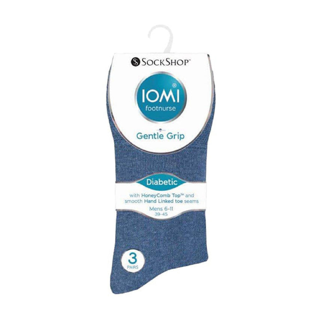 Gentle Grip 6 Pack Mens Elastic Cotton Diabetic Socks with Seamless Toe