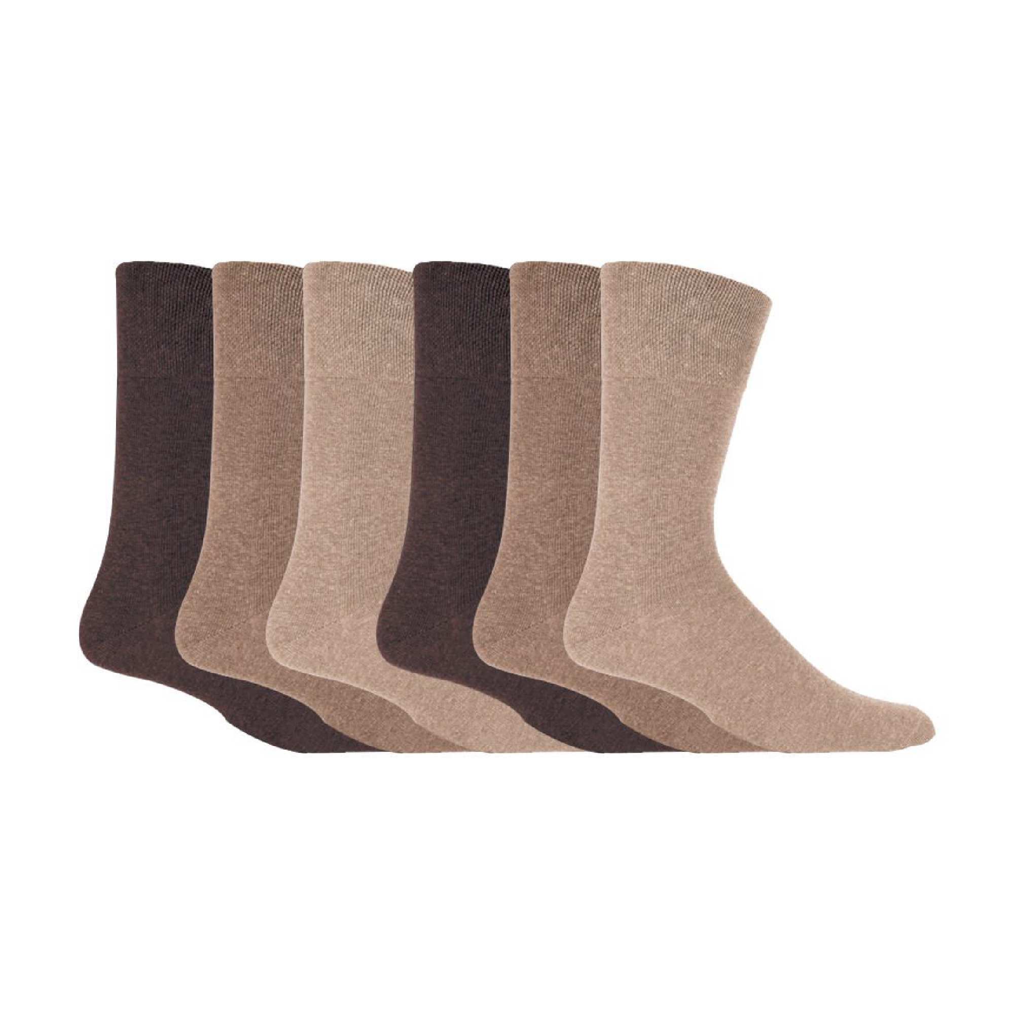 Gentle Grip 6 Pack Mens Elastic Cotton Diabetic Socks with Seamless Toe